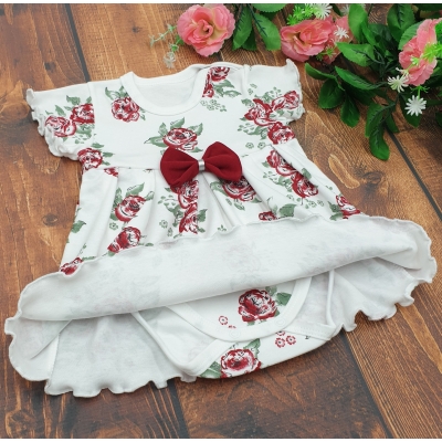 body sukienka niemowlęca, kwiatowy wzór, krótki rękaw